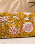 Mustard Bloom Structured Cotton Quilted Clutch For Women