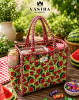 Green Watermelon Cotton Quilted Tote Bag