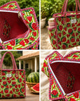 Green Watermelon Cotton Quilted Tote Bag