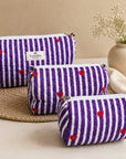 Purple Heart Stripe Cotton Quilted Pouch