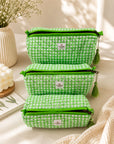 Green Gingham Pouch Set
