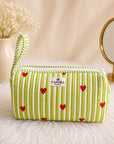 Signature Vanity & Tool Organizer — Green Heart Stripe Handblocked Cotton Quilted