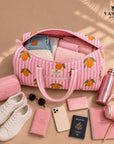 Lemon Pink Stripes Duffle Bag