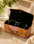 Mustard Floral Handblock Print premium Sunglass Case