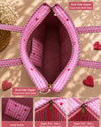 Pink Heart Stripe Cotton Quilted Tote Bag