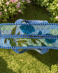 Blue Leafy Checked Tote