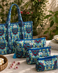 Small Heart Floral Motif Tote And Pouch Combo