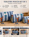 Stripe Lobster Cotton Handblocked Quilted Cotton Pouch