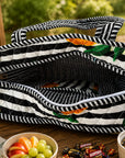 Black-Stripe Lemon Cotton Quilted Tote Bag