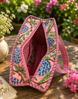 Peach Sitafal Cotton QuiltedTote
