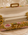 Mustard Bloom Structured Cotton Quilted Clutch For Women