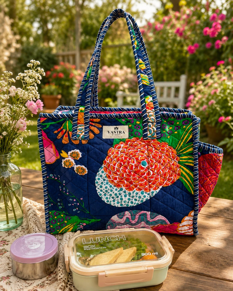 Blue Floral Tote Bag