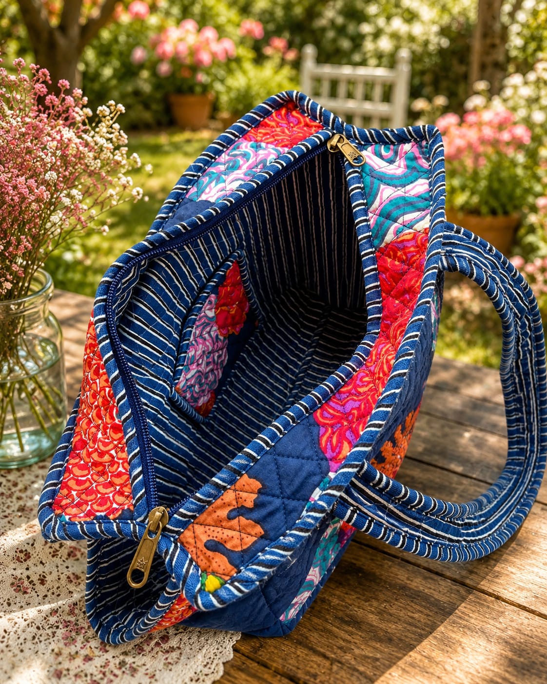 Blue Floral Tote Bag