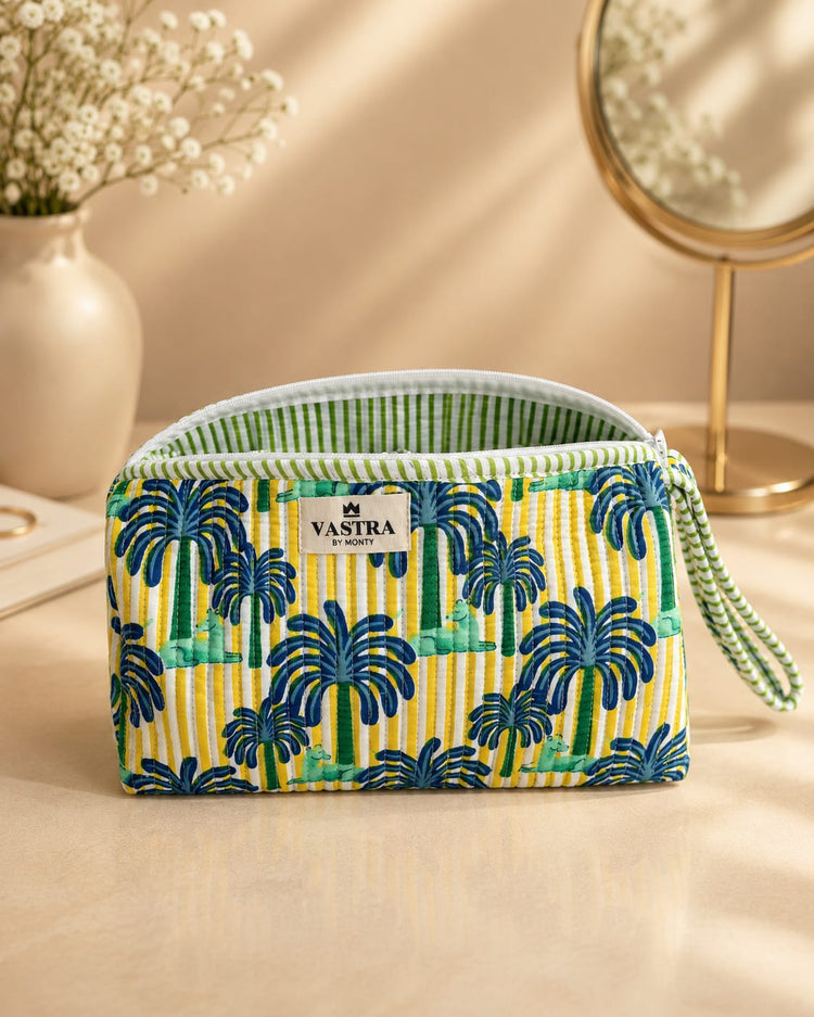 Signature Vanity & Tool Organizer — Blue Palm Breeze Handblocked Cotton Quilted