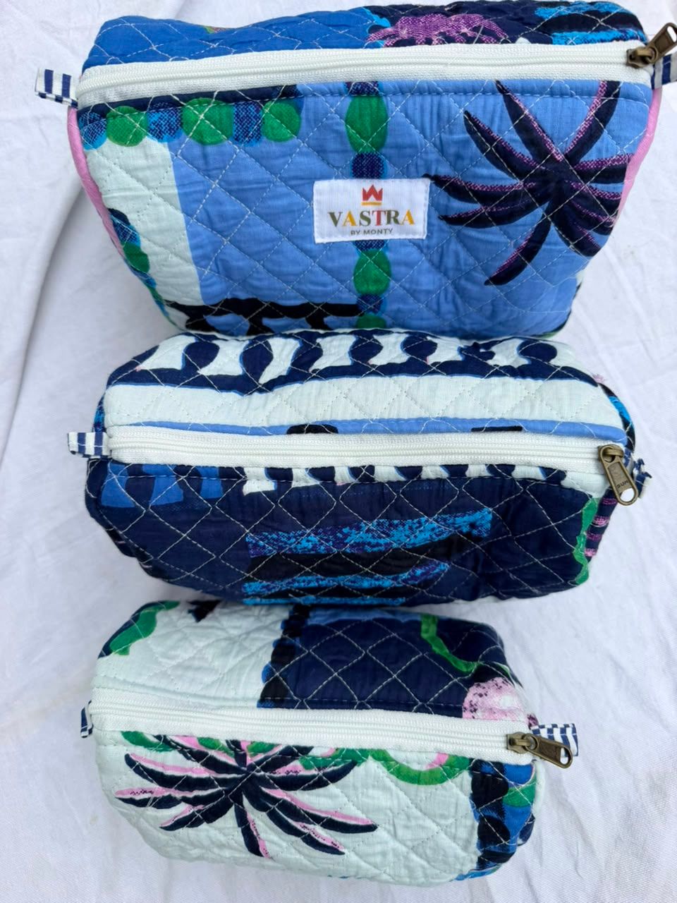 Blue Palm Garden Pouch Set