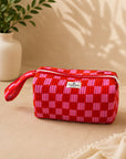 Signature Vanity & Tool Organizer — Red & Pink Check Handblocked Cotton Quilted