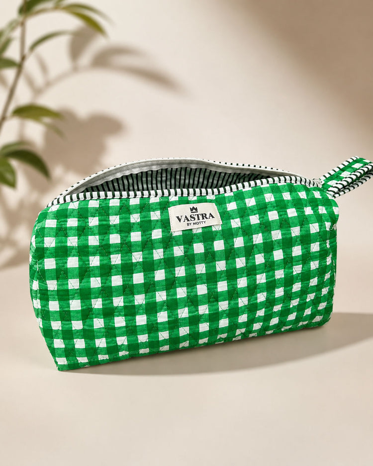 Signature Vanity & Tool Organizer — Green Checked Cotton Quilted