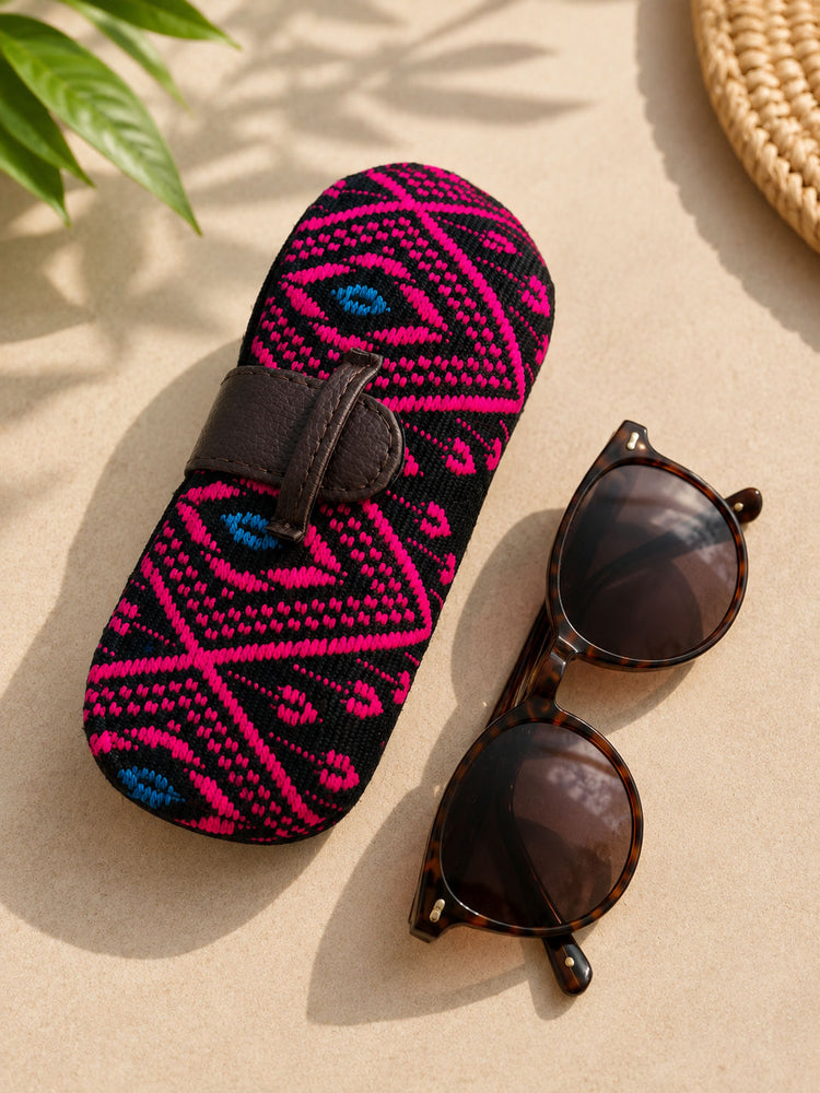 Magenta & Black Crochet Sunglass Case