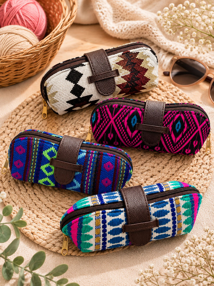 Multicolour Crochet Sunglass Case Set Of 4