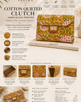 Mustard Bloom Structured Cotton Quilted Clutch For Women