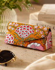 Mustard Floral Handblock Print premium Sunglass Case
