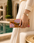 Mustard Floral Handblock Print premium Sunglass Case
