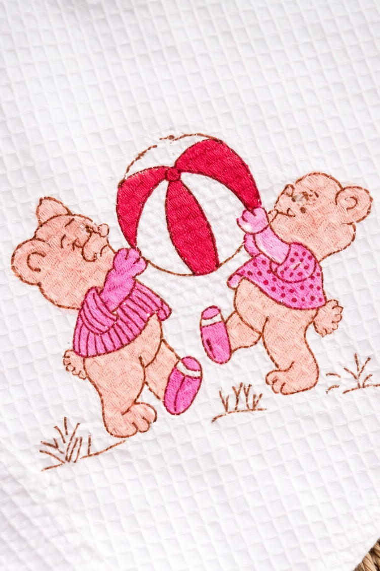 Playing Teddy Cotton Handblock Printed Hanky