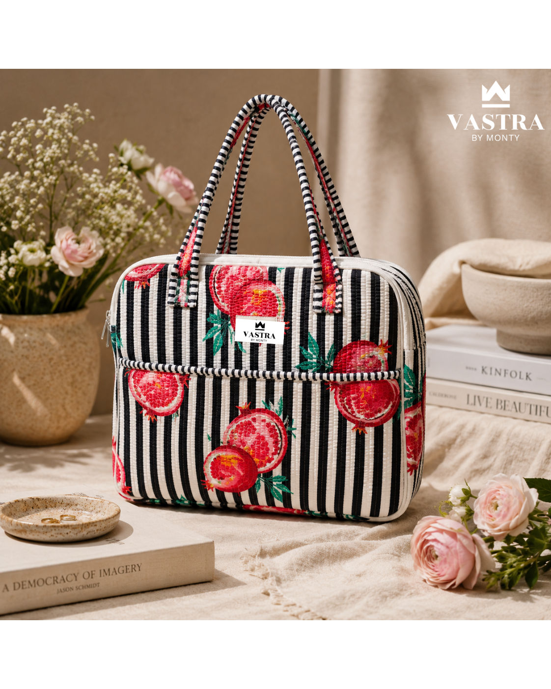 Pomegranate Black Stripes Laptop Bag