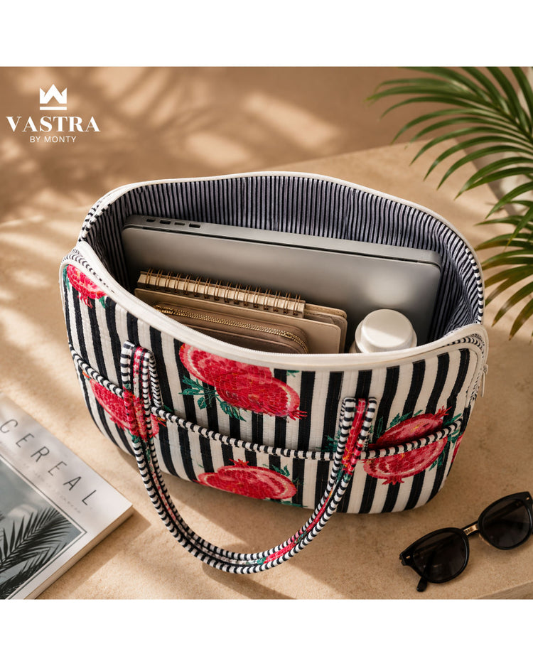 Pomegranate Black Stripes Laptop Bag
