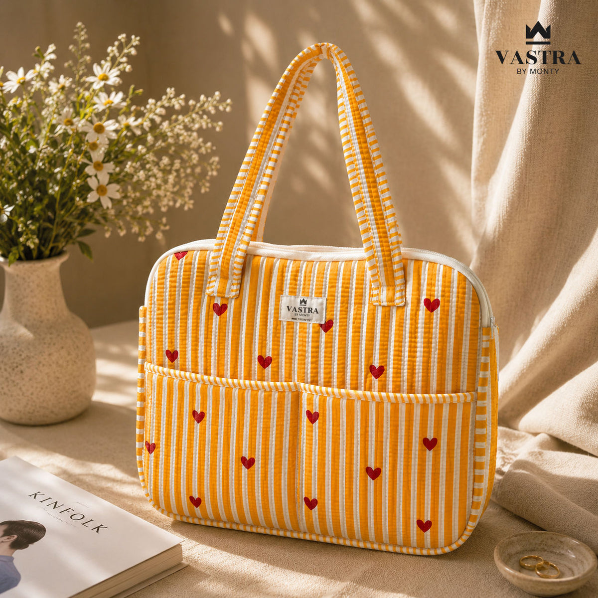 Rajwadi Heartline yellow Stripes Laptop Bag
