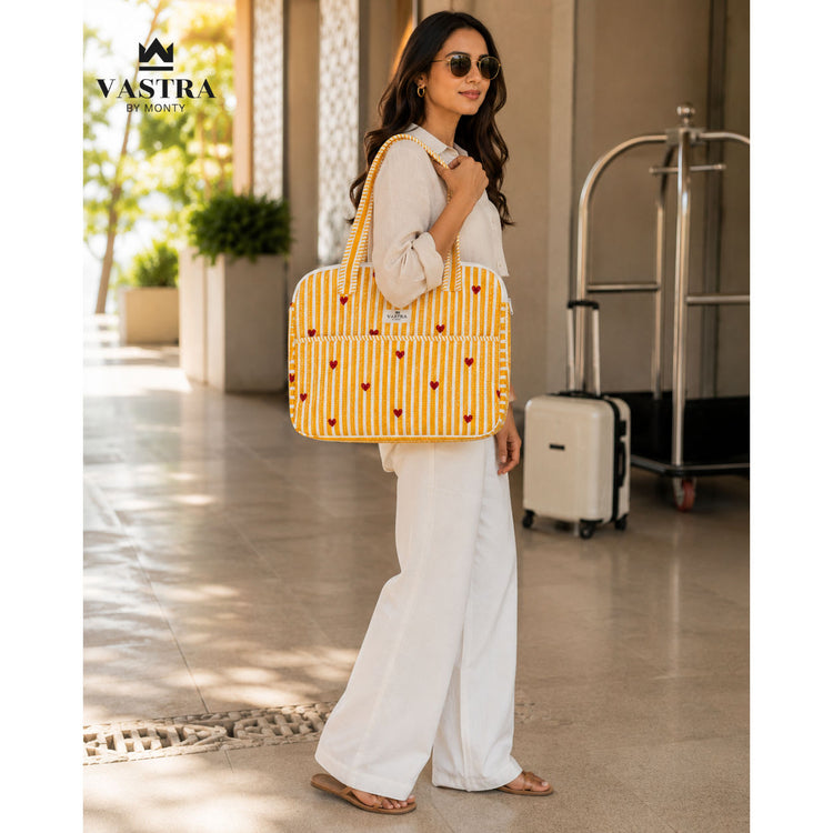 Rajwadi Heartline yellow Stripes Laptop Bag
