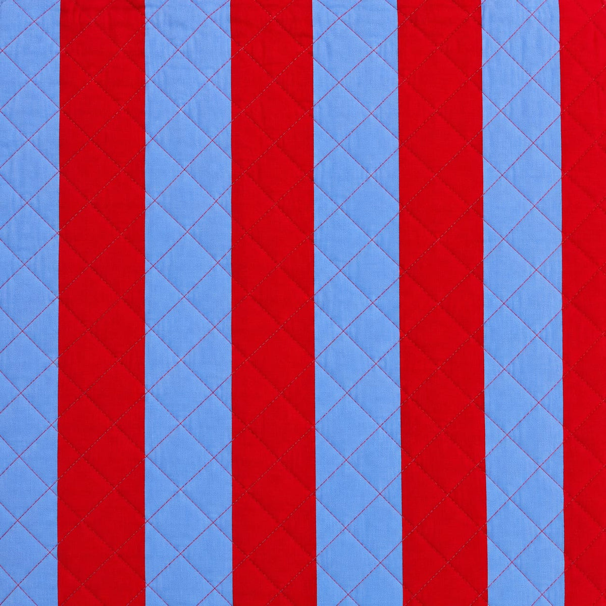 Red-Blue Stripe Cotton Quilted Pouch