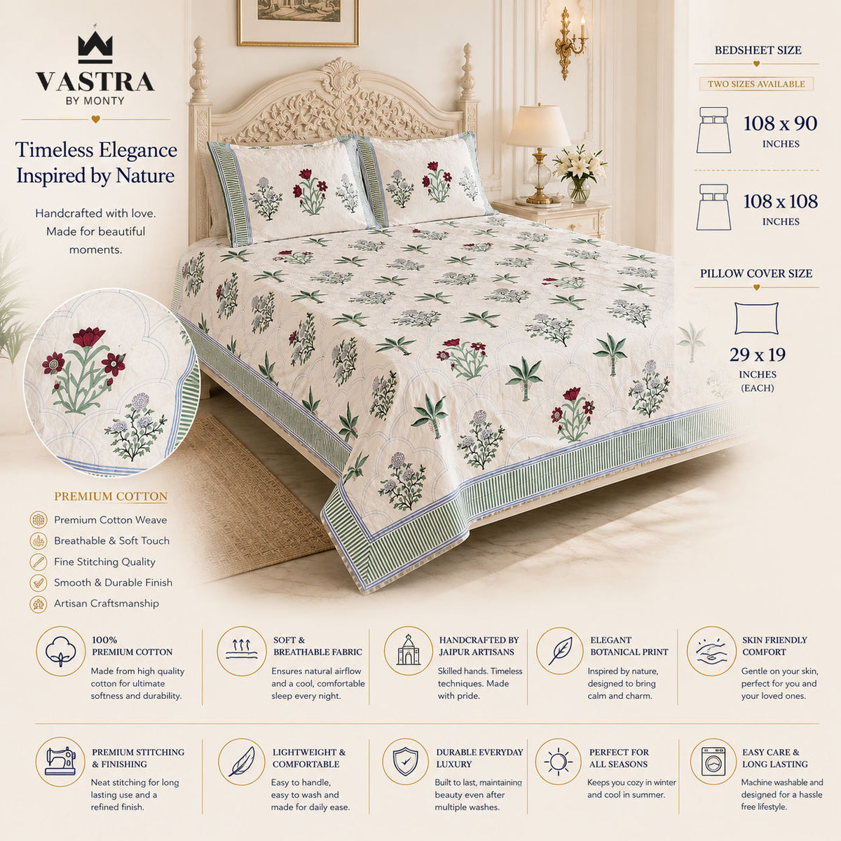 The Royal Rambagh Bedsheet set by Vastra by Monty