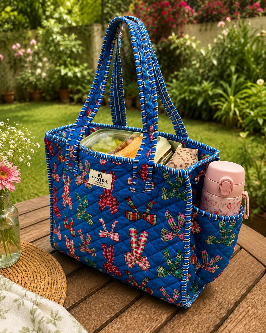 Blue Bow Tote Bag