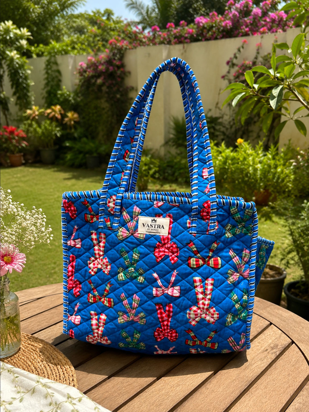 Blue Bow Tote Bag
