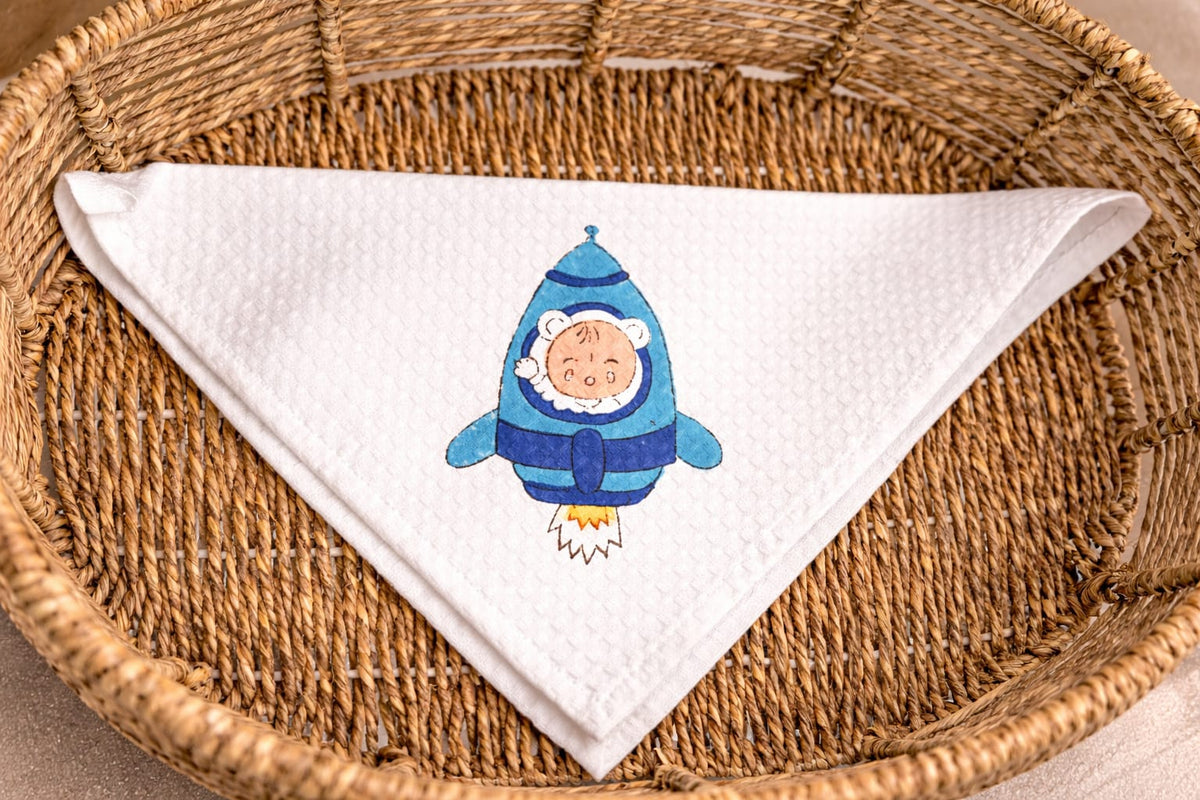 Space Explorer Cotton Handblock Print Hanky