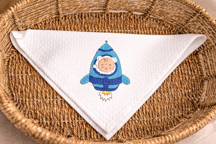 Space Explorer Cotton Handblock Print Hanky