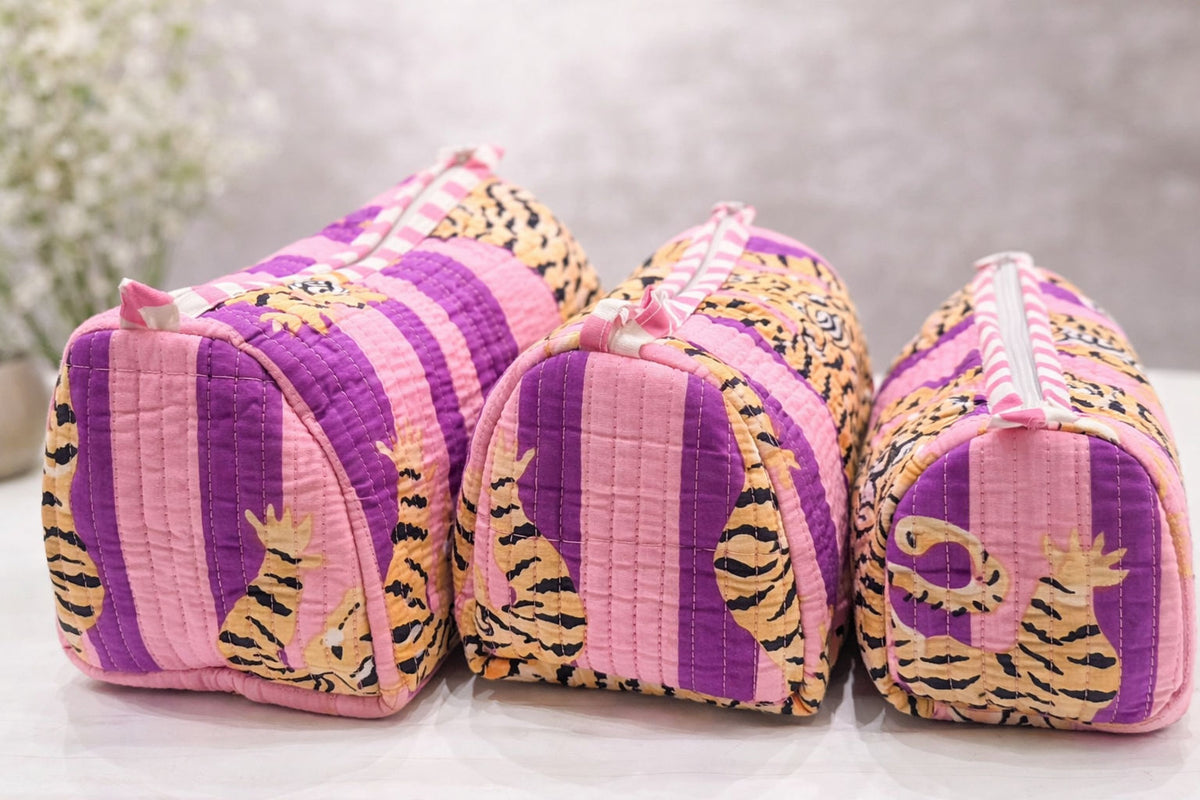 Tiger Trail Quilted Cotton Pouch