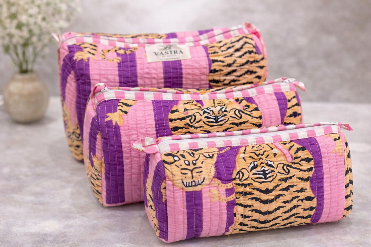 Tiger Trail Quilted Cotton Pouch