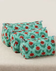 Mint Green Mint Blossom Cotton Quilted Pouch