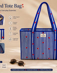 Blue Heart Stripe Large Cotton Handblocked Tote Bag