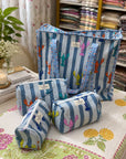 Large Lobster Stripe Tote Bag And Pouch Set of 3 Combo
