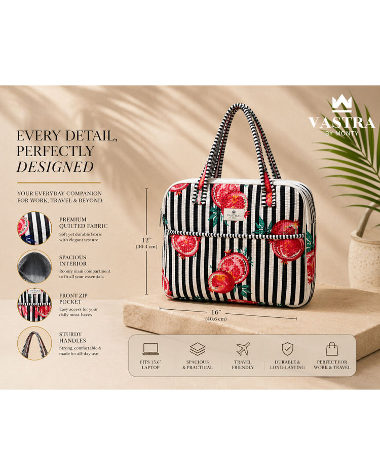 Pomegranate Black Stripes Laptop Bag