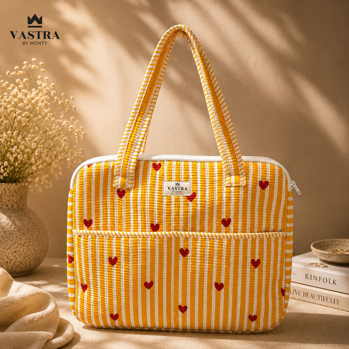 Rajwadi Heartline yellow Stripes Laptop Bag