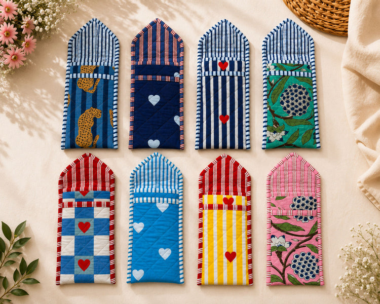 Quilted Cotton Sunglass Case Set of 8