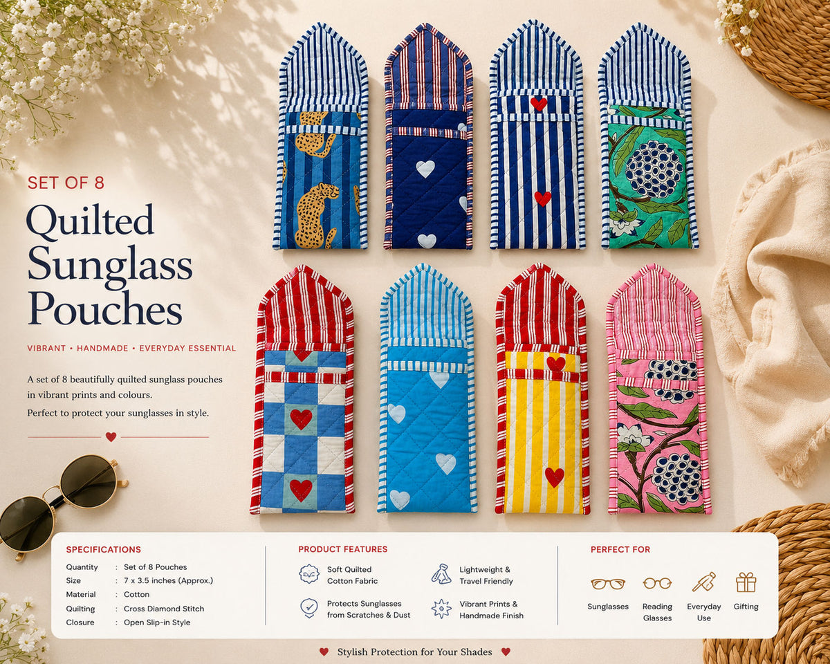 Quilted Cotton Sunglass Case Set of 8