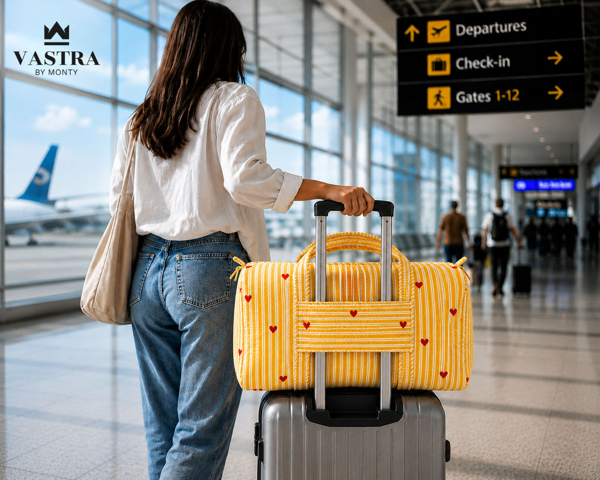 Rajwadi Heartline yellow Stripes Duffle Bag