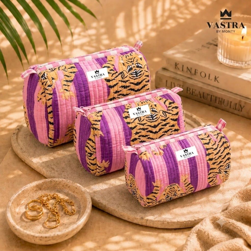 Tiger Trail Quilted Cotton Pouch