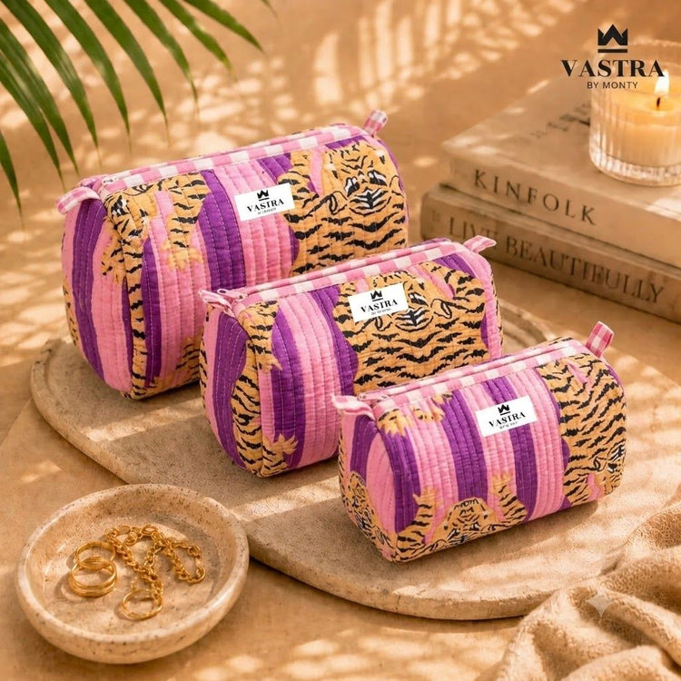 Tiger Trail Quilted Cotton Pouch