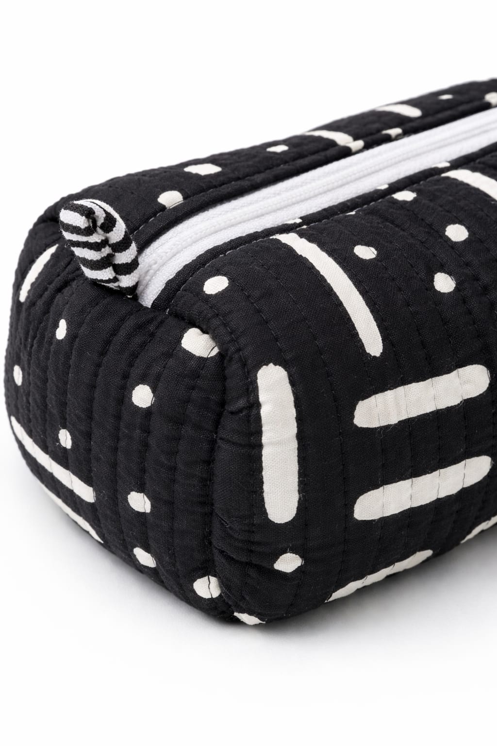 BlackTribal Lines Quilted Cotton Pouch